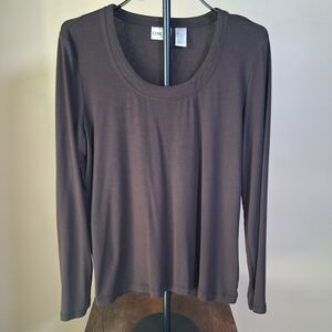 Chico's Women's Brown Pullover Scoop Neck Modal Silk Blend Top; Size 1